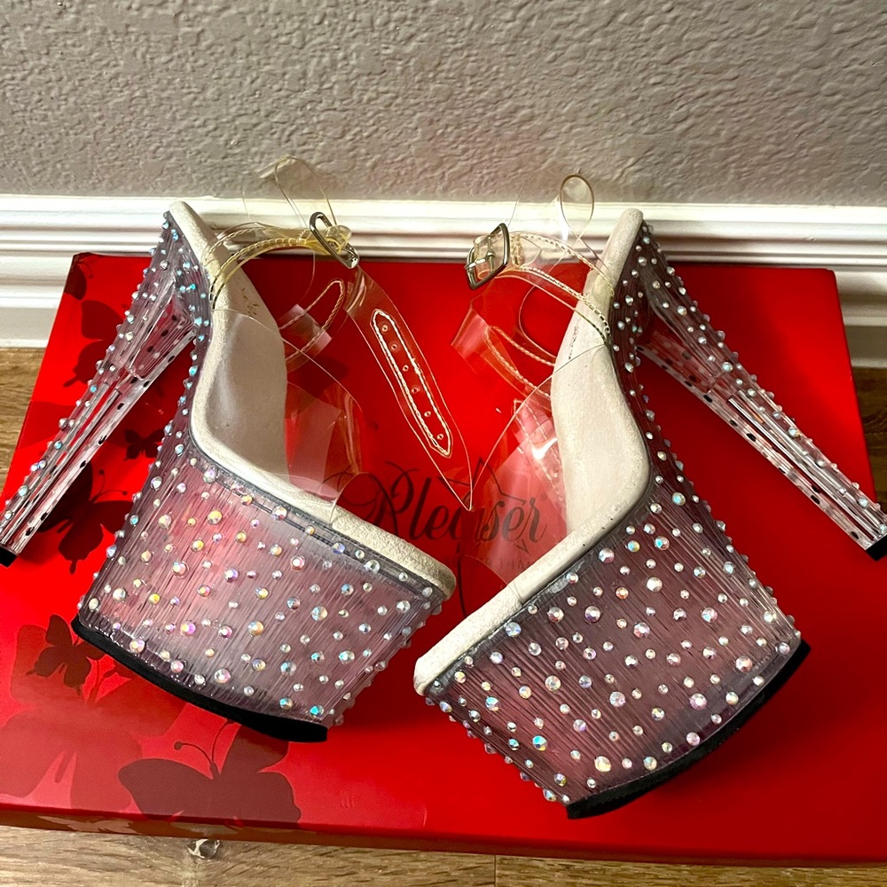Pleaser stripper dancer heels Crystal rhinestone exotic shoes 7